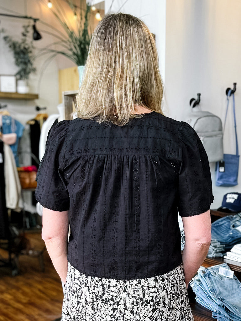 Black Eyelet Crop Top