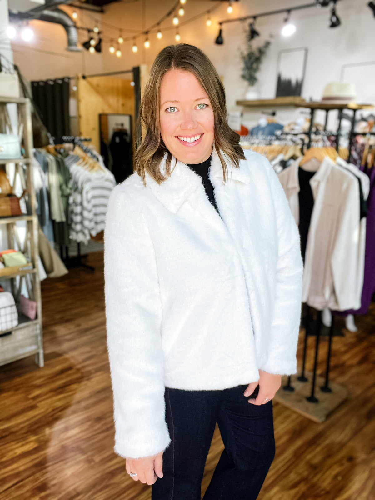 White Faux Fur Jacket