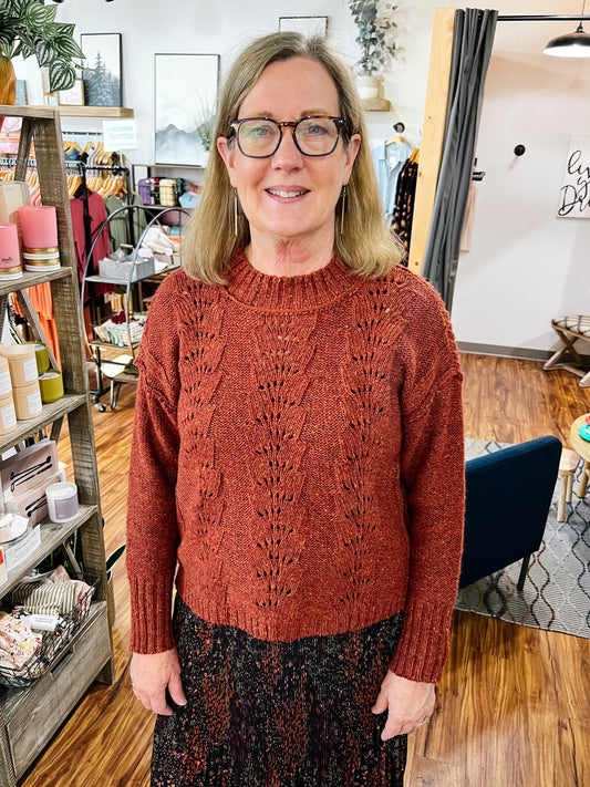 Rust Speckled Mock Turtle Neck Sweater