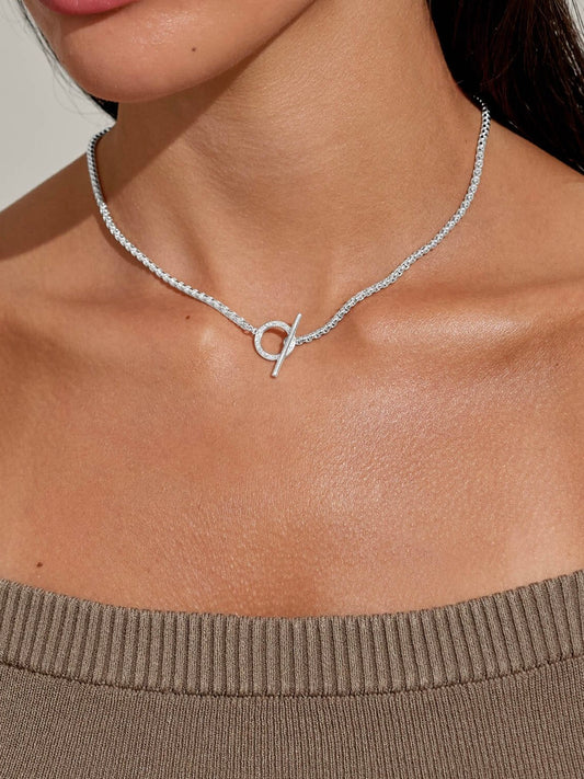 Silver Circle T-Bar Necklace