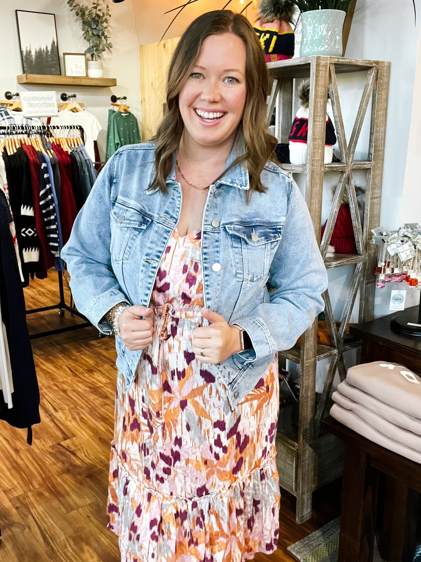 Ivory W/Plum V Neck Dress