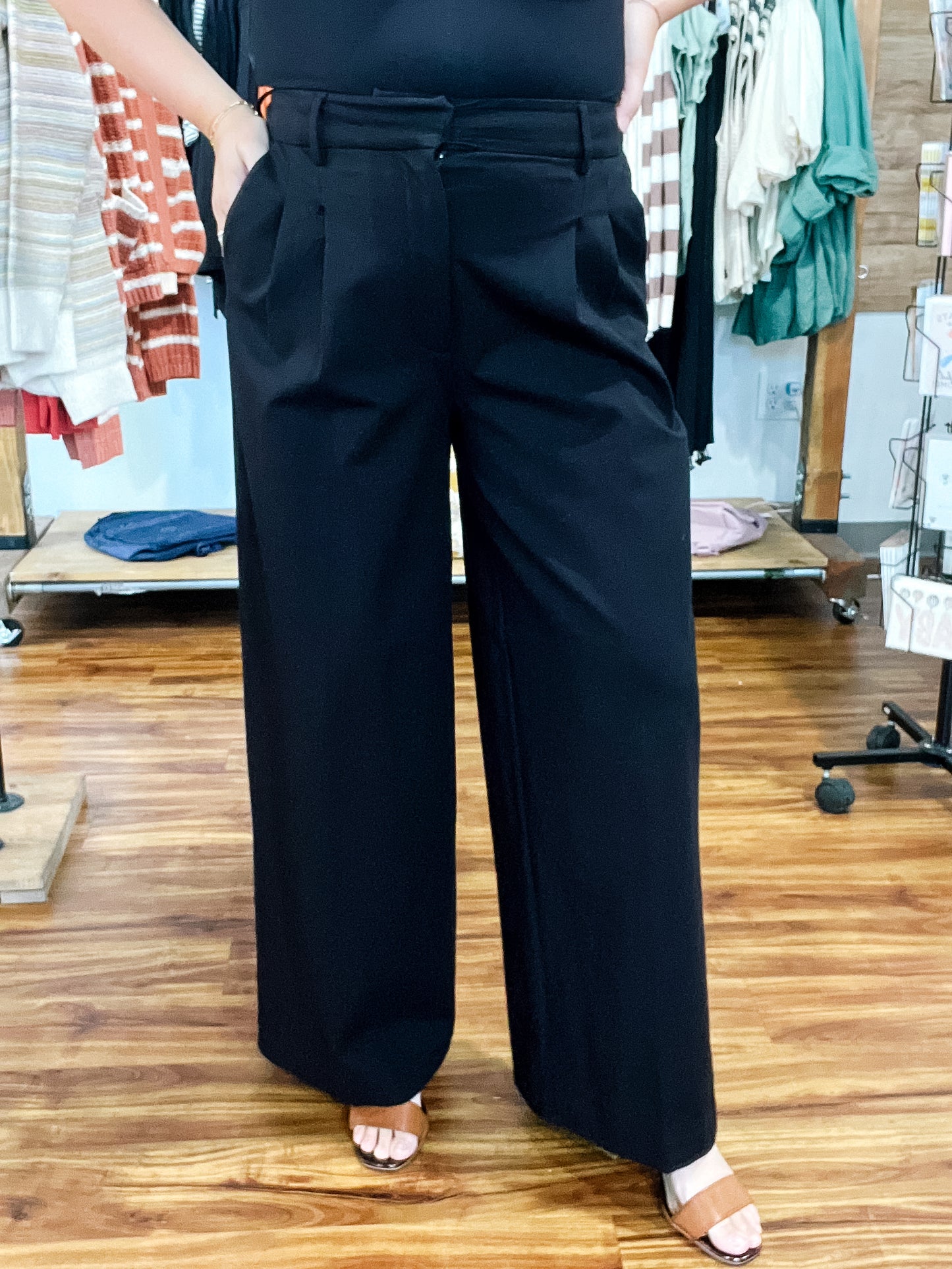 Brooke Black Hi Rise Wide Leg Trouser