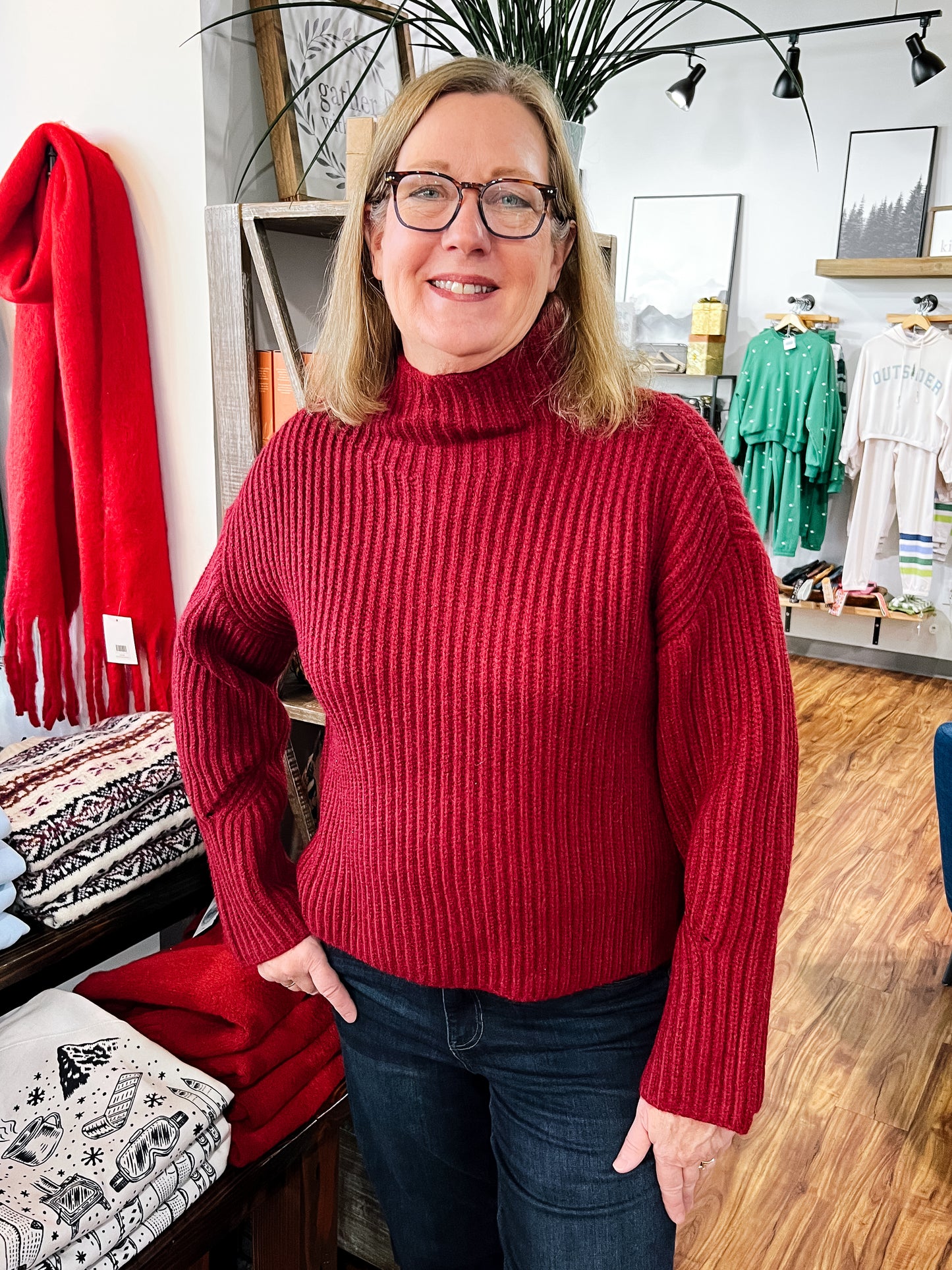 Crimson High Neck Sweater