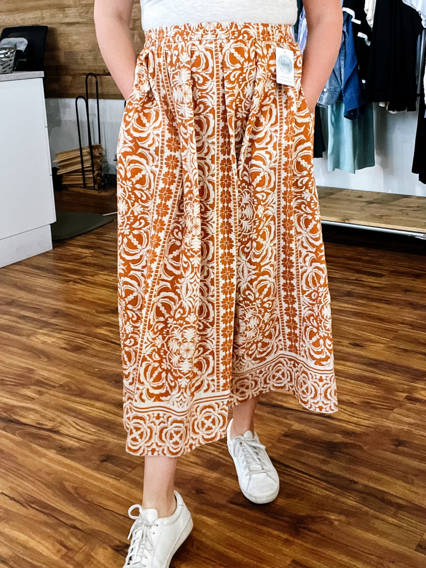 Rust W/Ivory Tropical Skirt