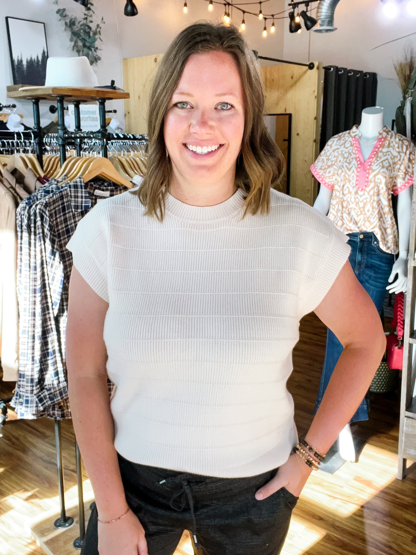 Cream Sleeveless Sweater