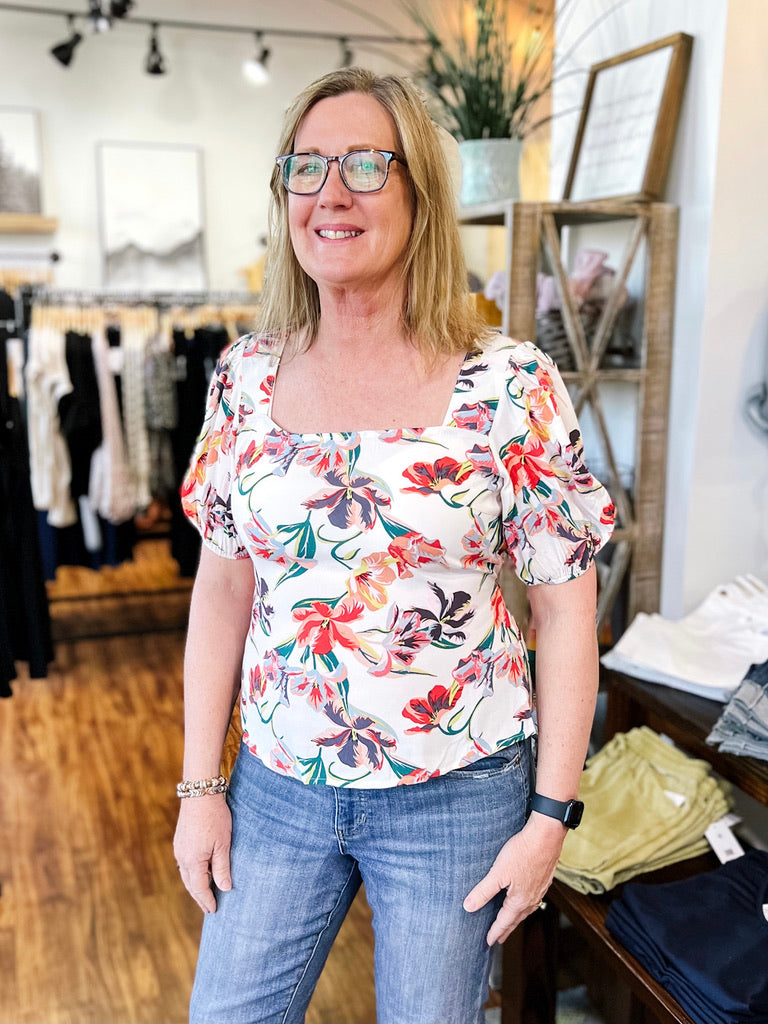 Floral Puff Sleeve Top