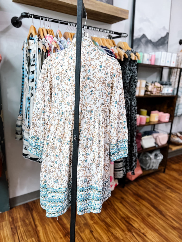 Teal Whimsy Print Dress