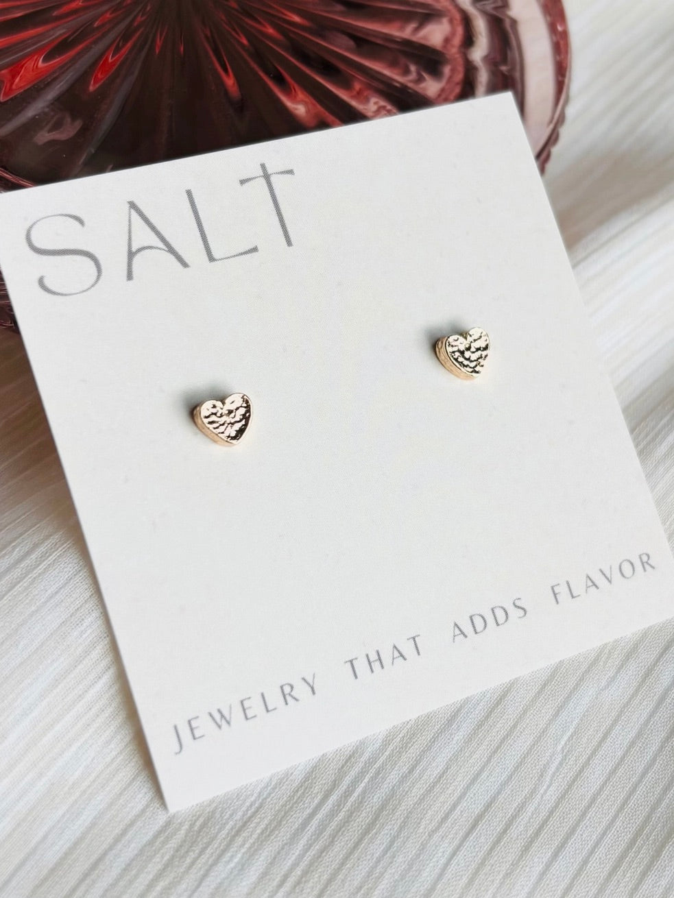 Hammered Heart Stud Earrings