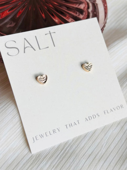 Hammered Heart Stud Earrings