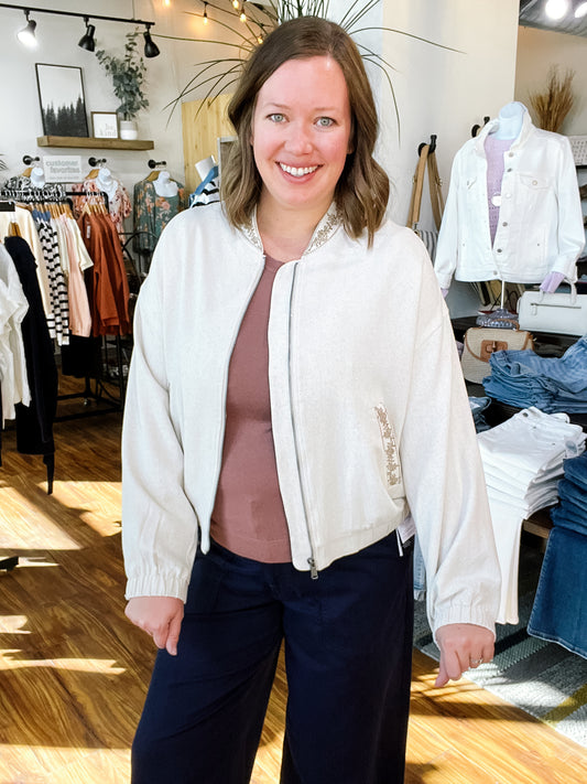 Cream Embroidery Jacket