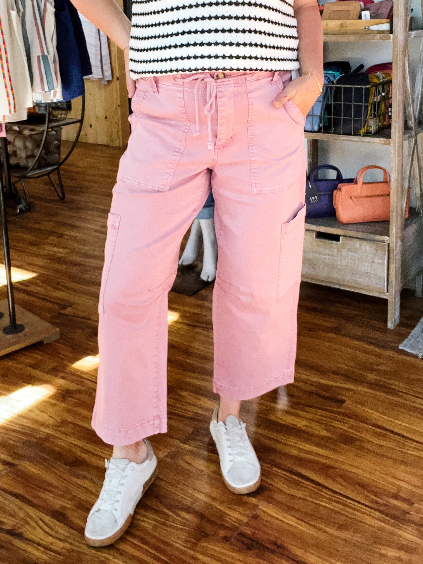 Pink Twill Cargo Pants