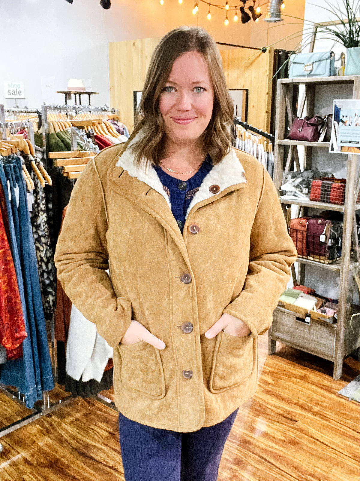 Cream & Tan Reversible Coat