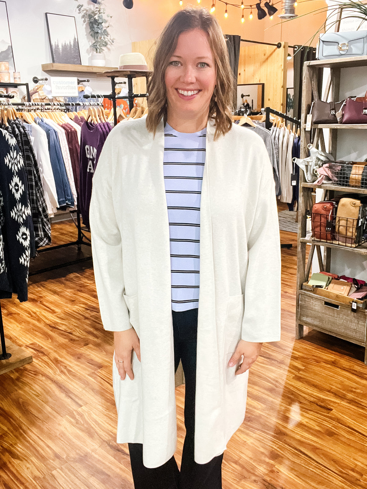Heathered Cream Long Cardigan