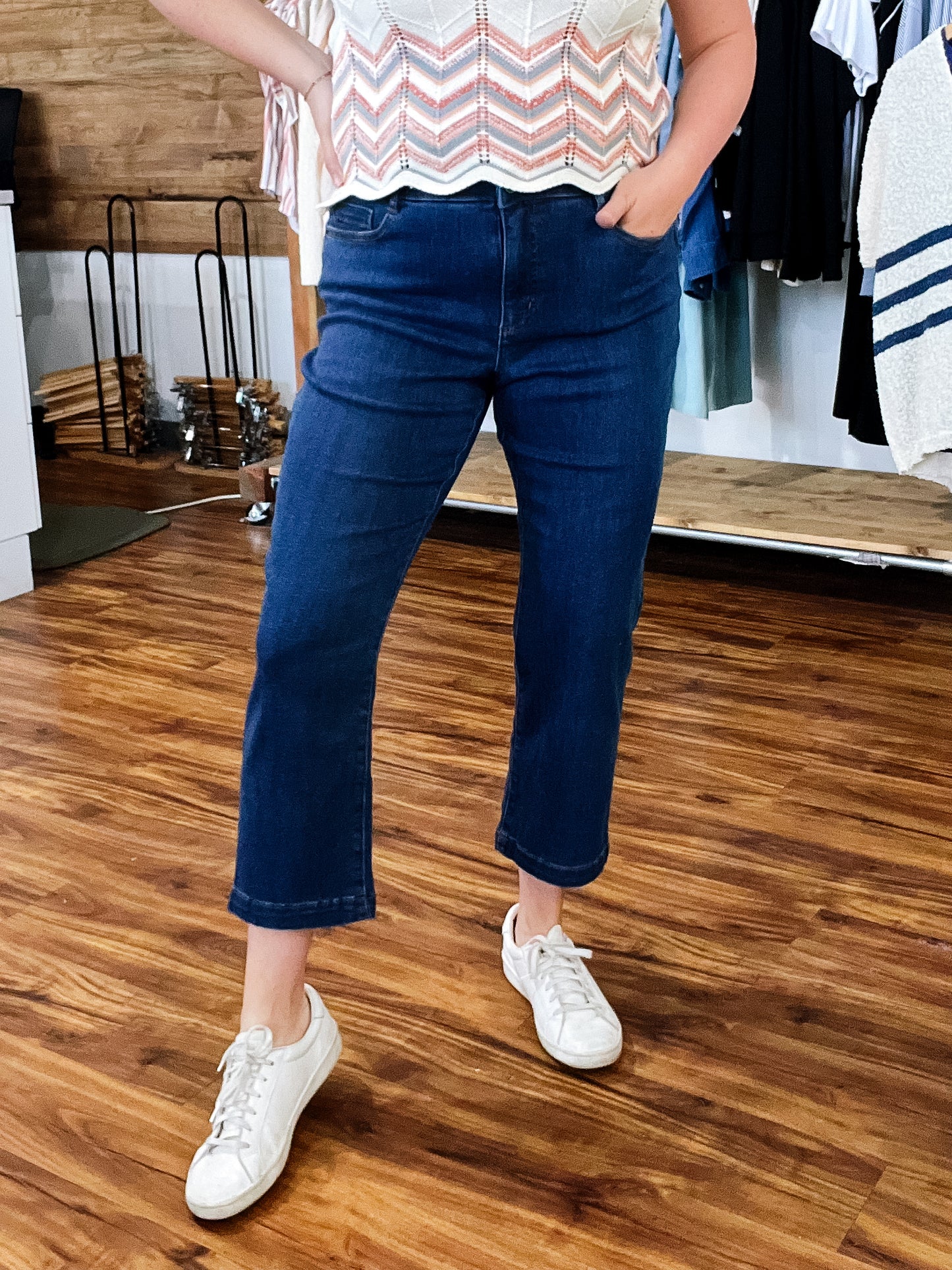 Audrey Medium Wash Unbound Straight Crop Denim