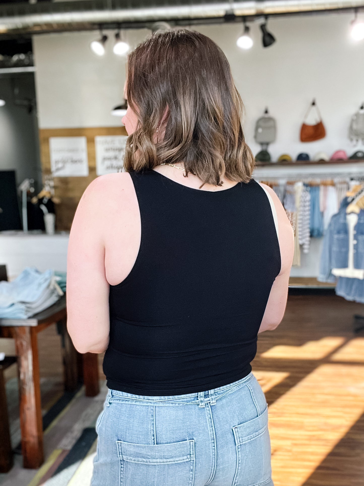 High Round Neck Double Layered Tank