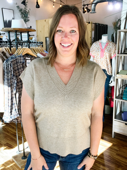 Heather Beige Tie Side Sweater