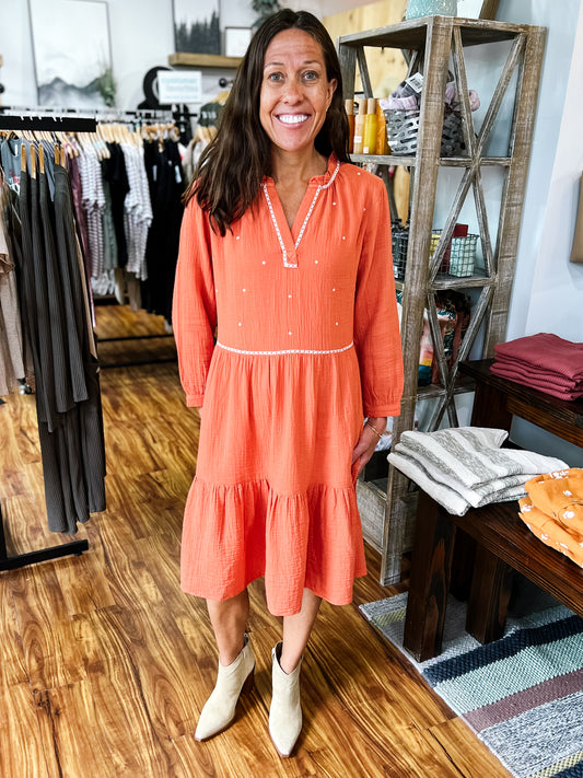 Rust Tiered Dress