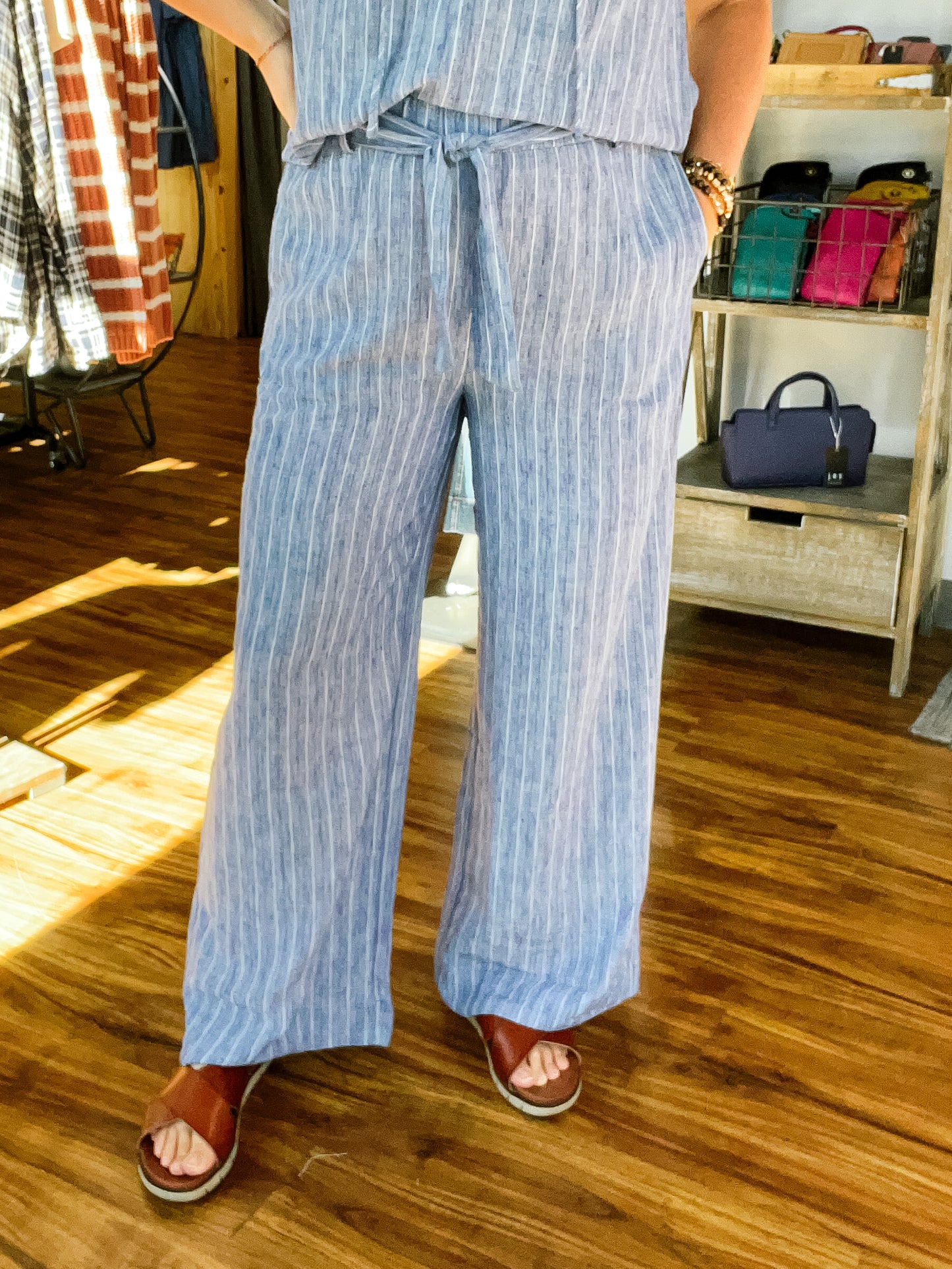 Blue Stripe Wide Leg Pant