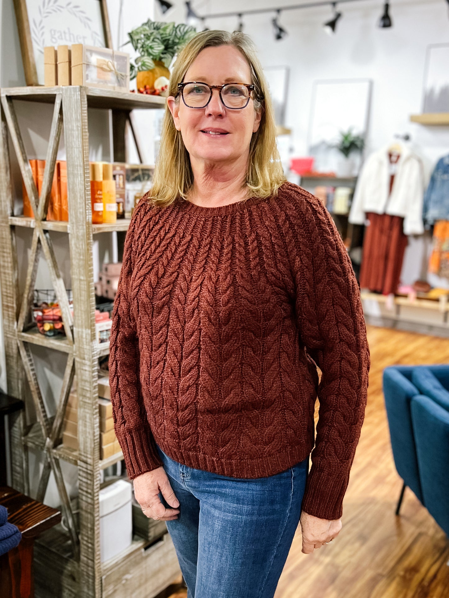 Mahogany Cable Sweater