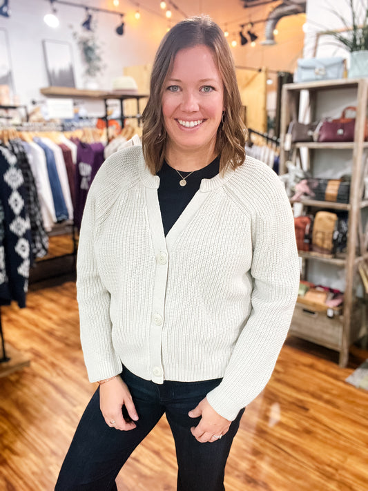 Dove Cropped Cable Knit Cardigan