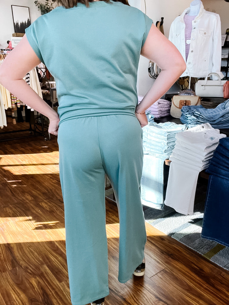 Teal Knit Pull On Pant