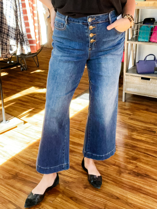 Audrey Button Fly Wide Denim