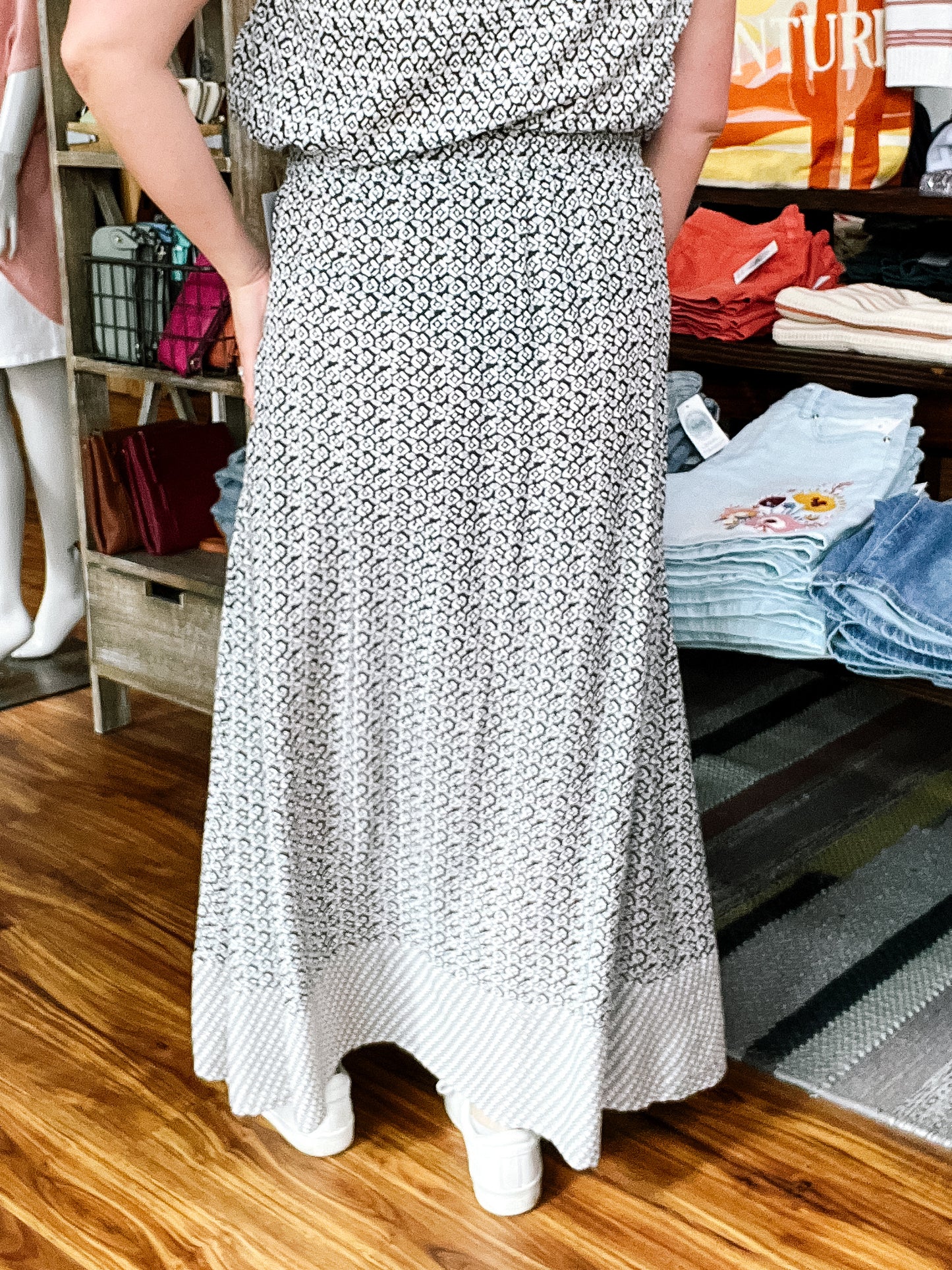Black Geometric Pattern Skirt