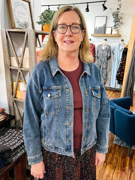 Medium Wash Denim Stud Jacket