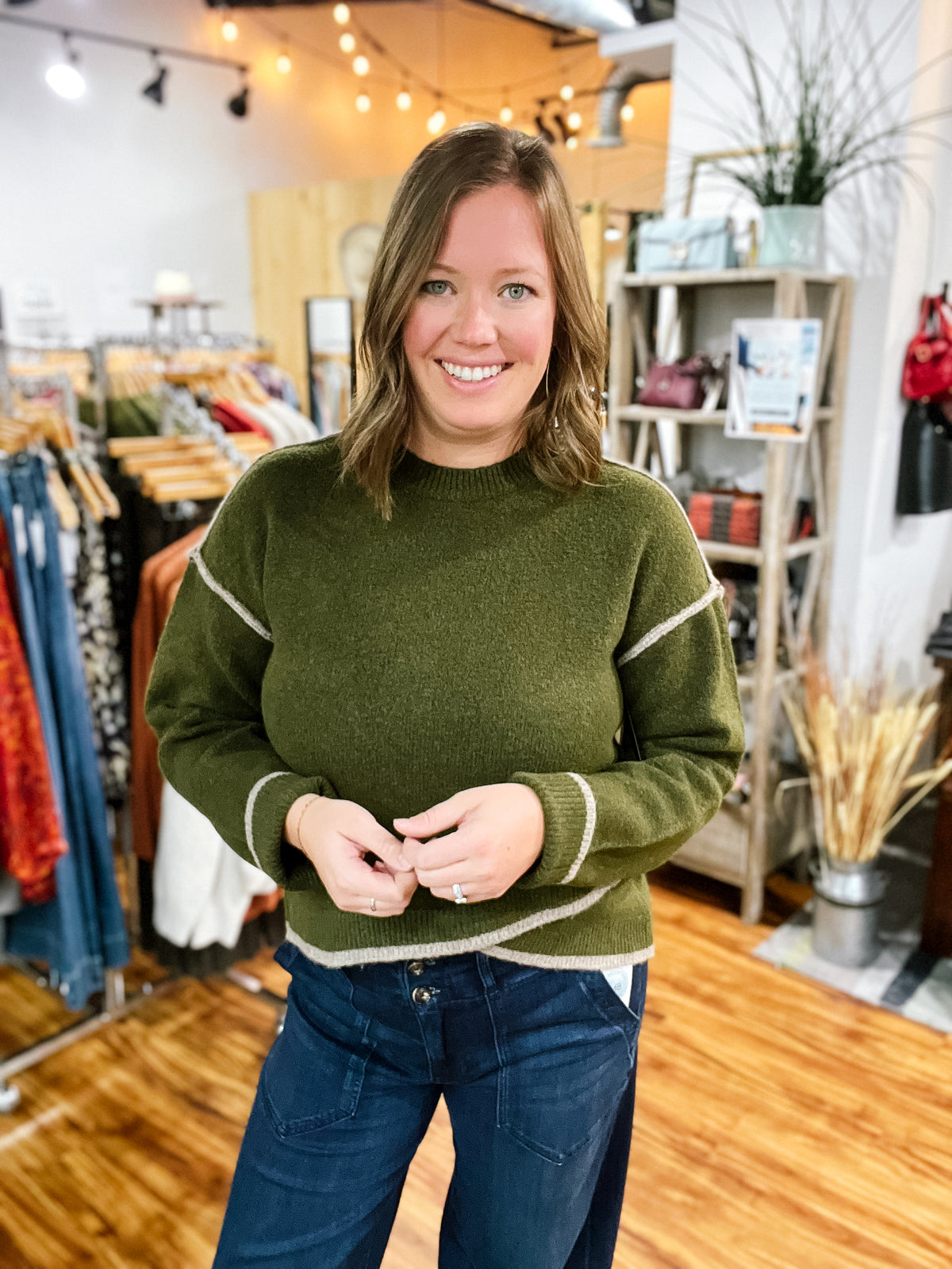 Green Tulip Hem Sweater