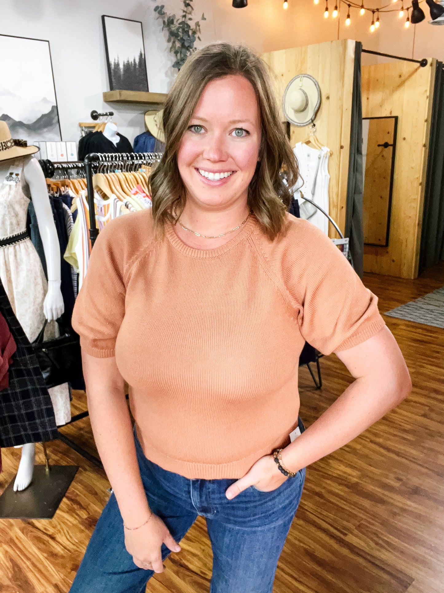 Terracotta Short Sleeve Sweater Tee