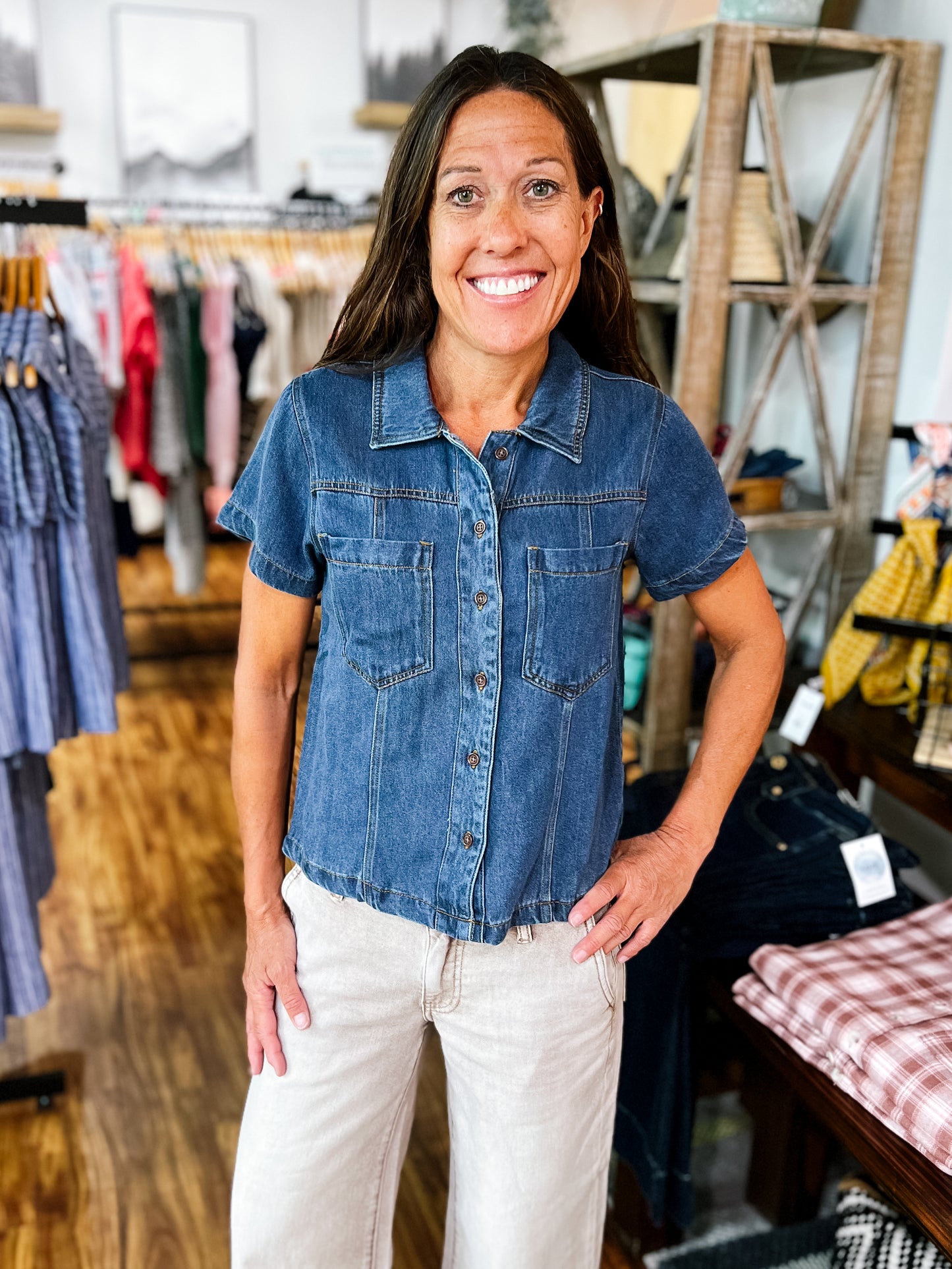 Denim Wash Short Sleeve Jean Shirt