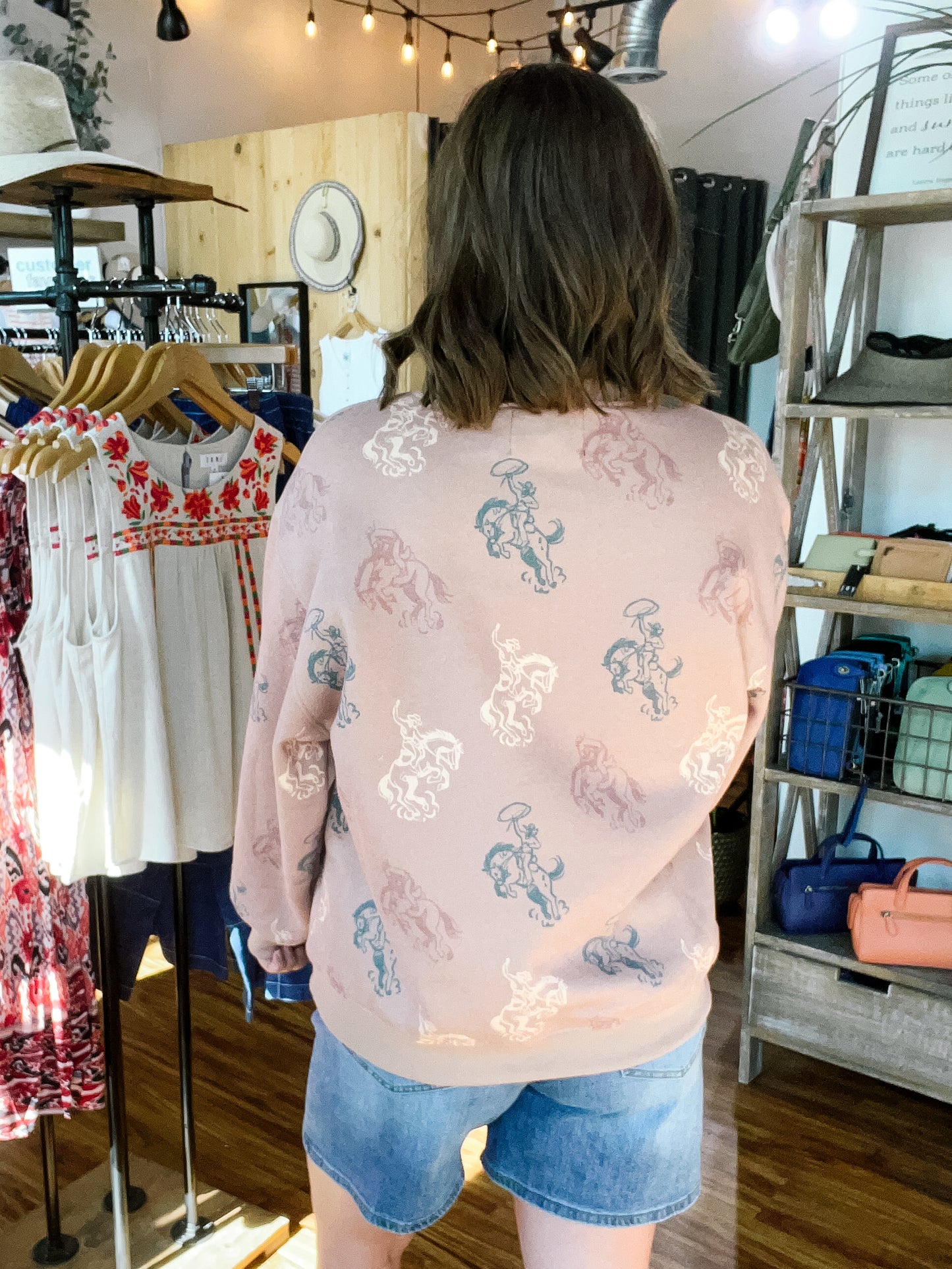 Light Brown Bucking Bronco Sweatshirt
