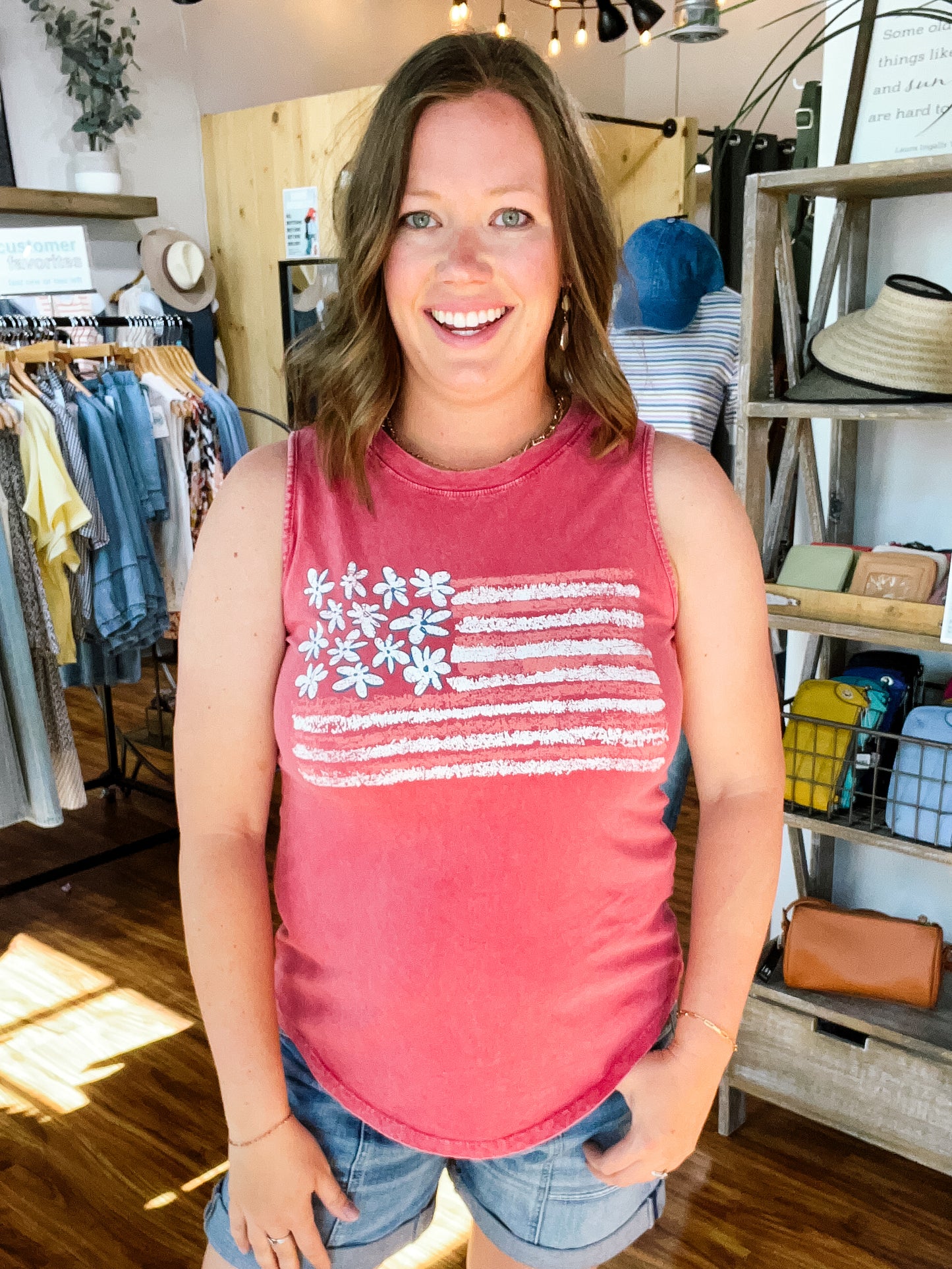 Red Vintage Flag Tank Top