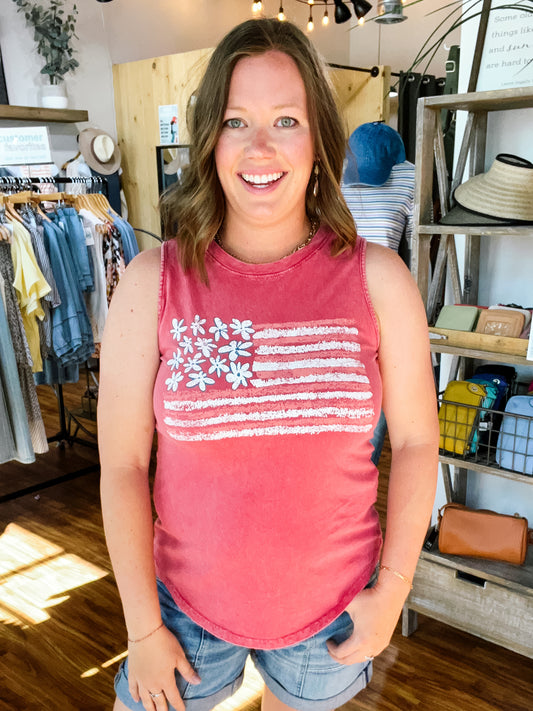 Red Vintage Flag Tank Top
