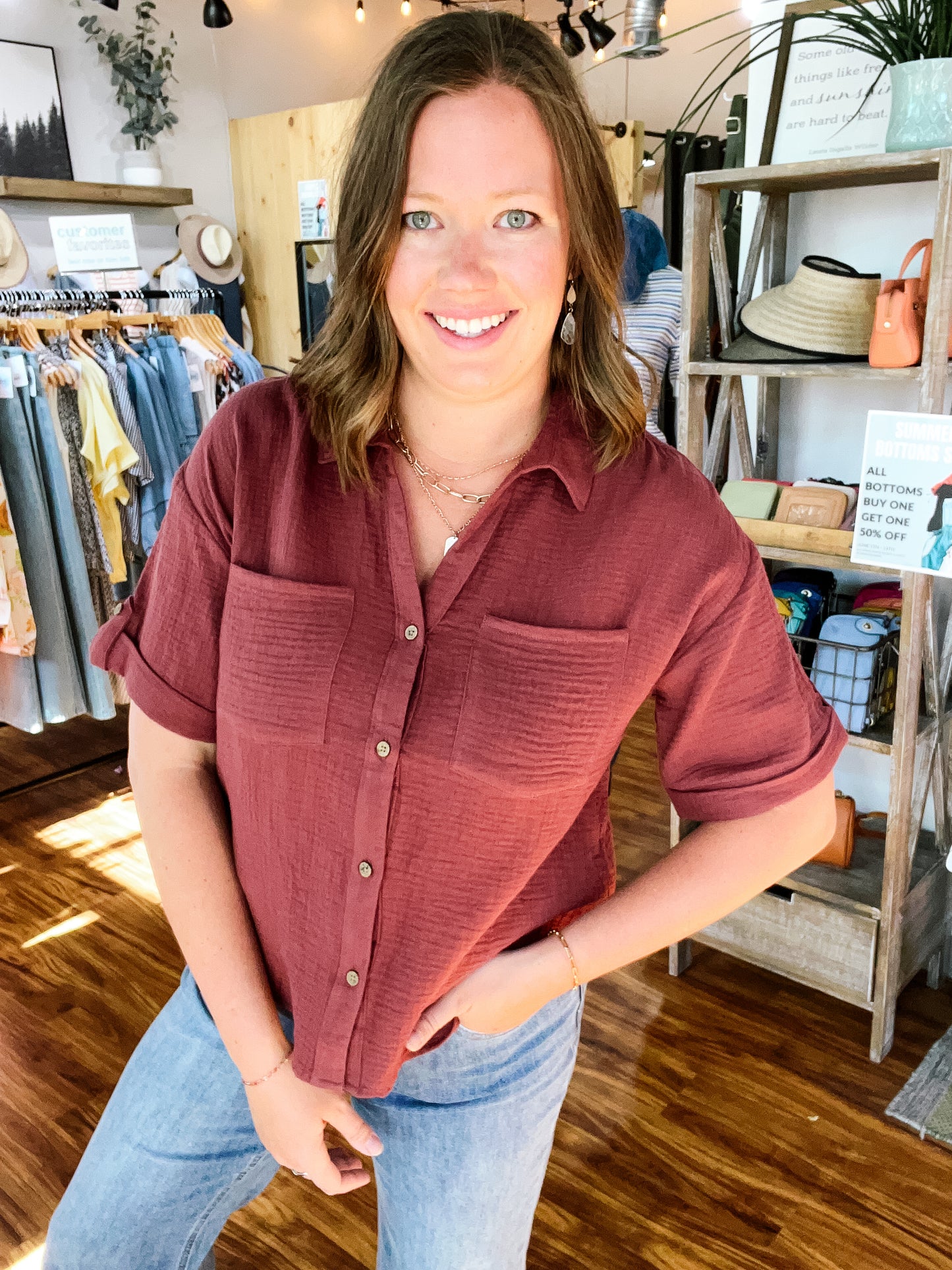 Brick Button Front Shirt