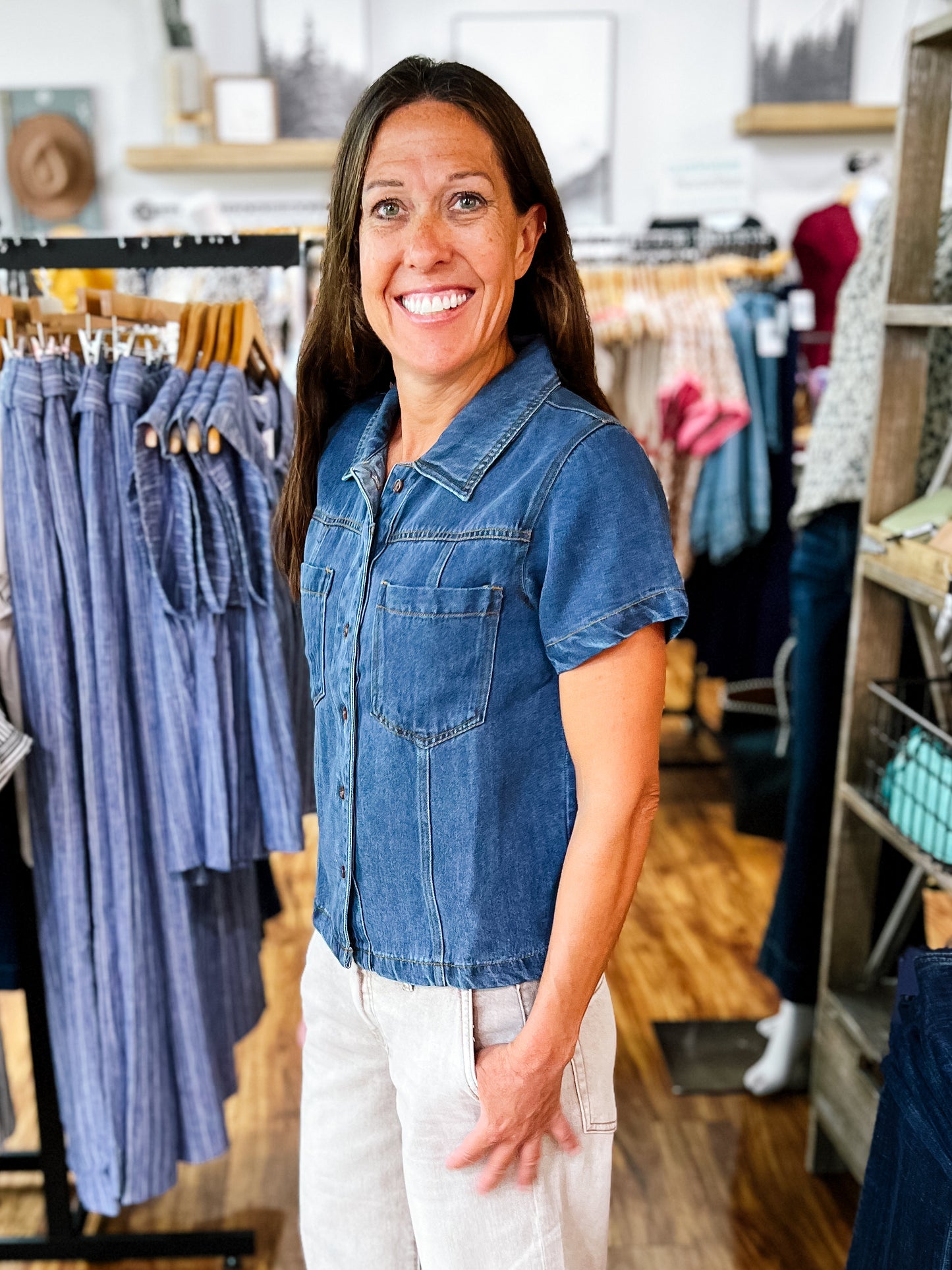 Denim Wash Short Sleeve Jean Shirt