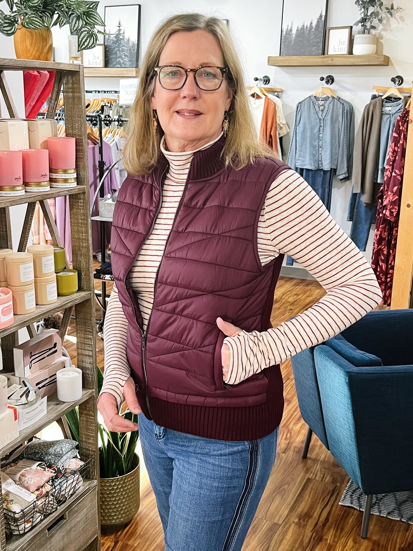 Burgundy Quilted Sweater Vest
