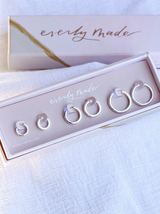 Sterling Silver Hoop Earring Trio Set