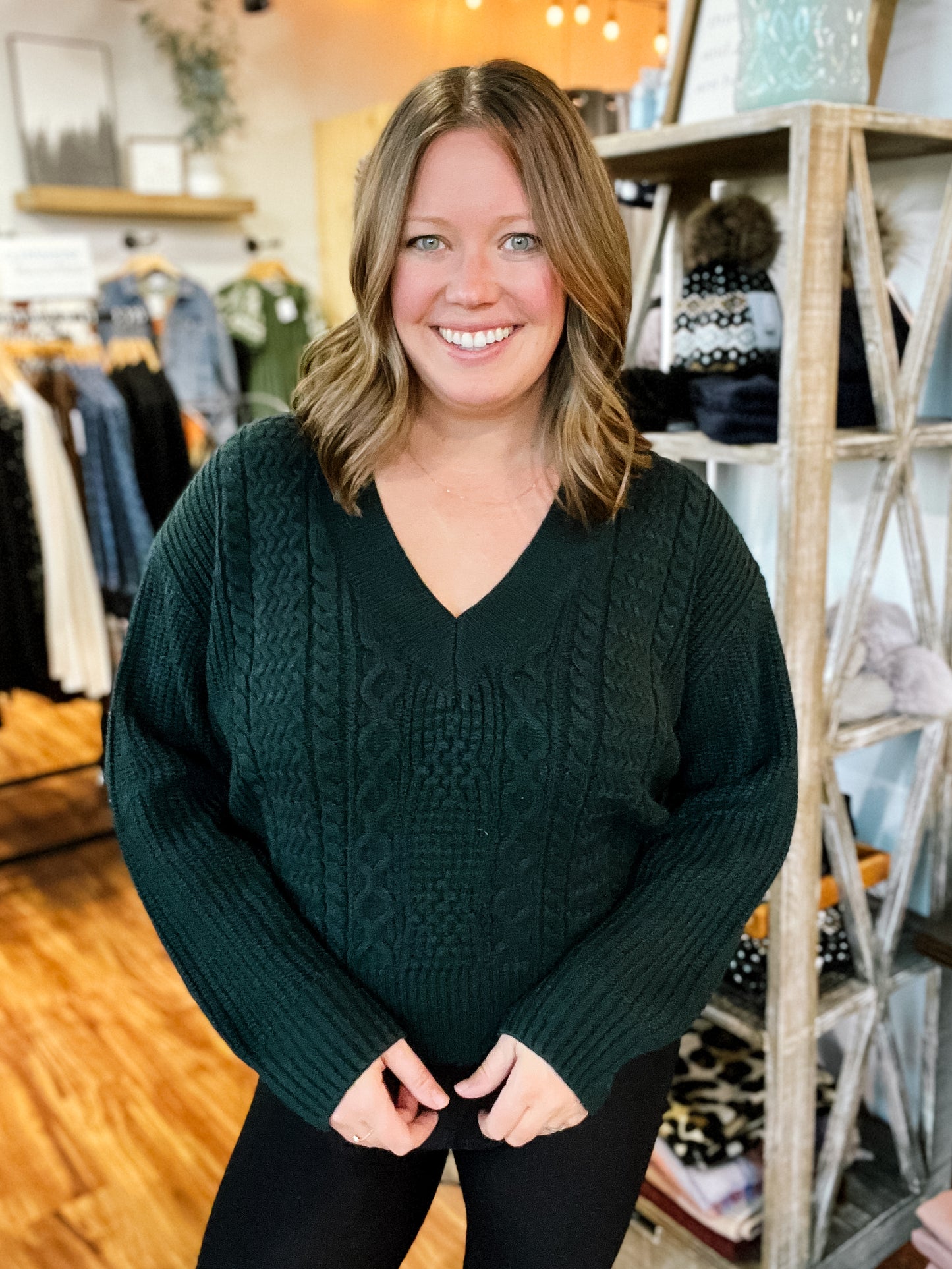 Dark Teal V-Neck Sweater