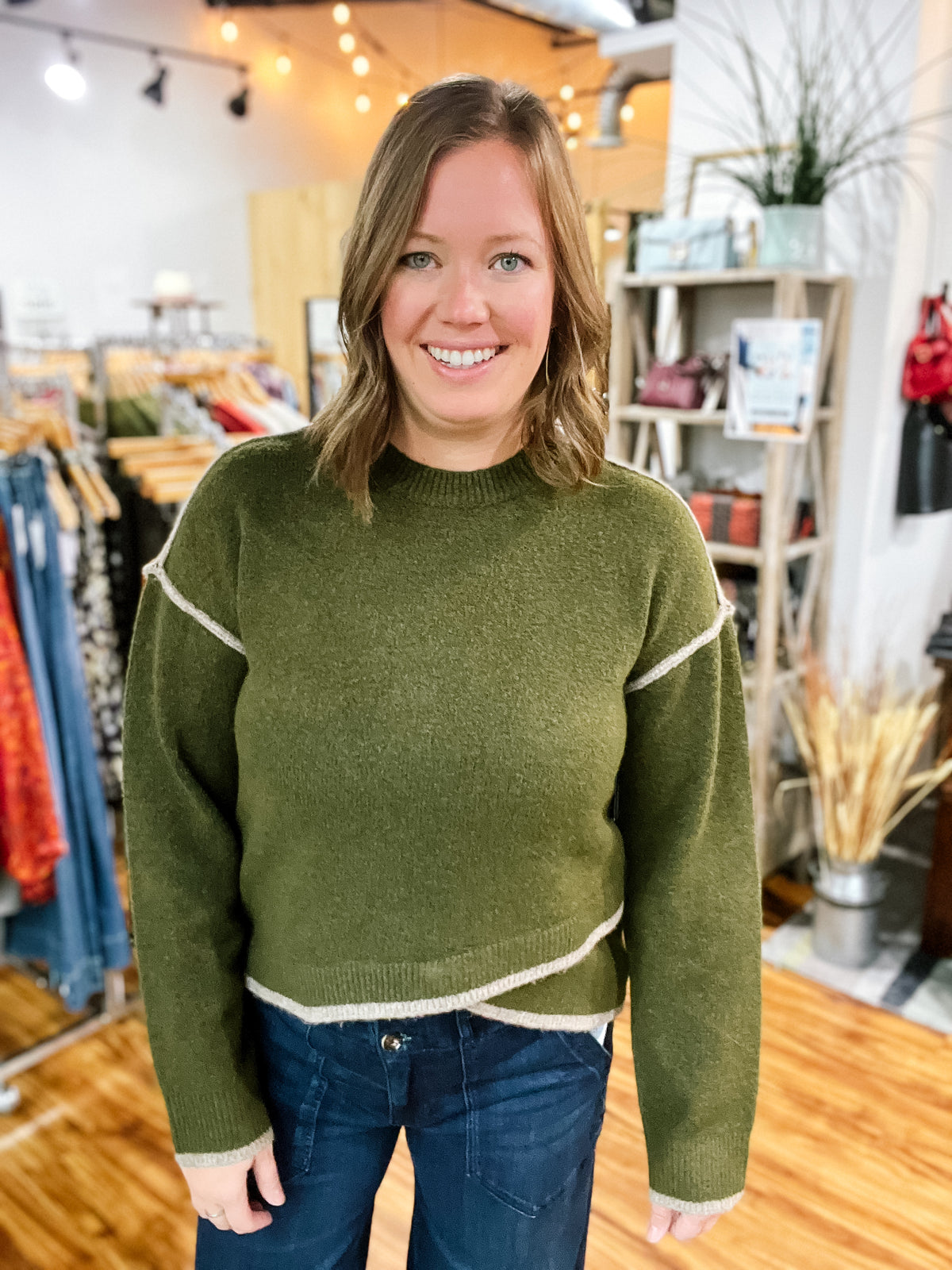 Green Tulip Hem Sweater