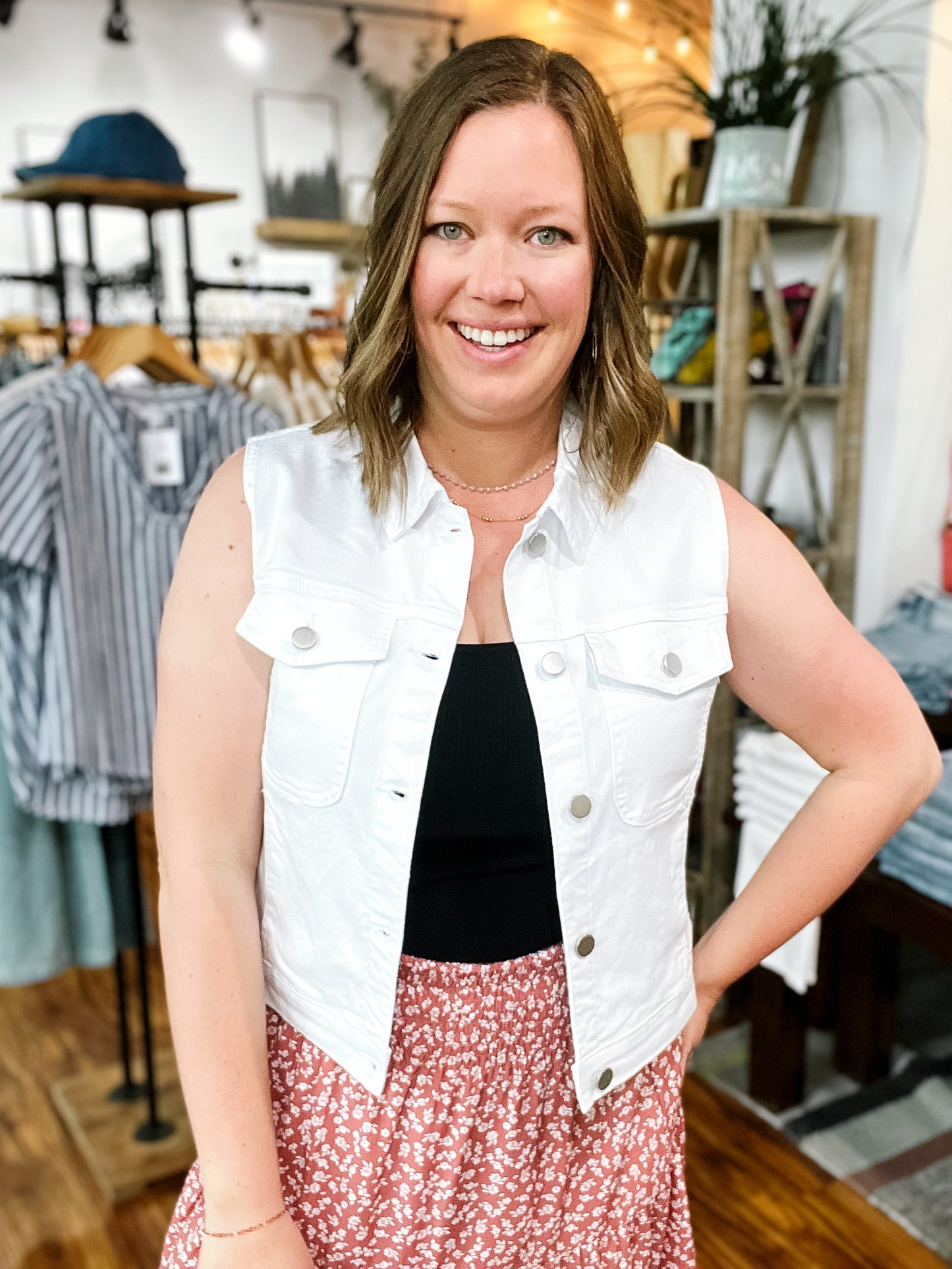 White Sleeveless Denim Jacket