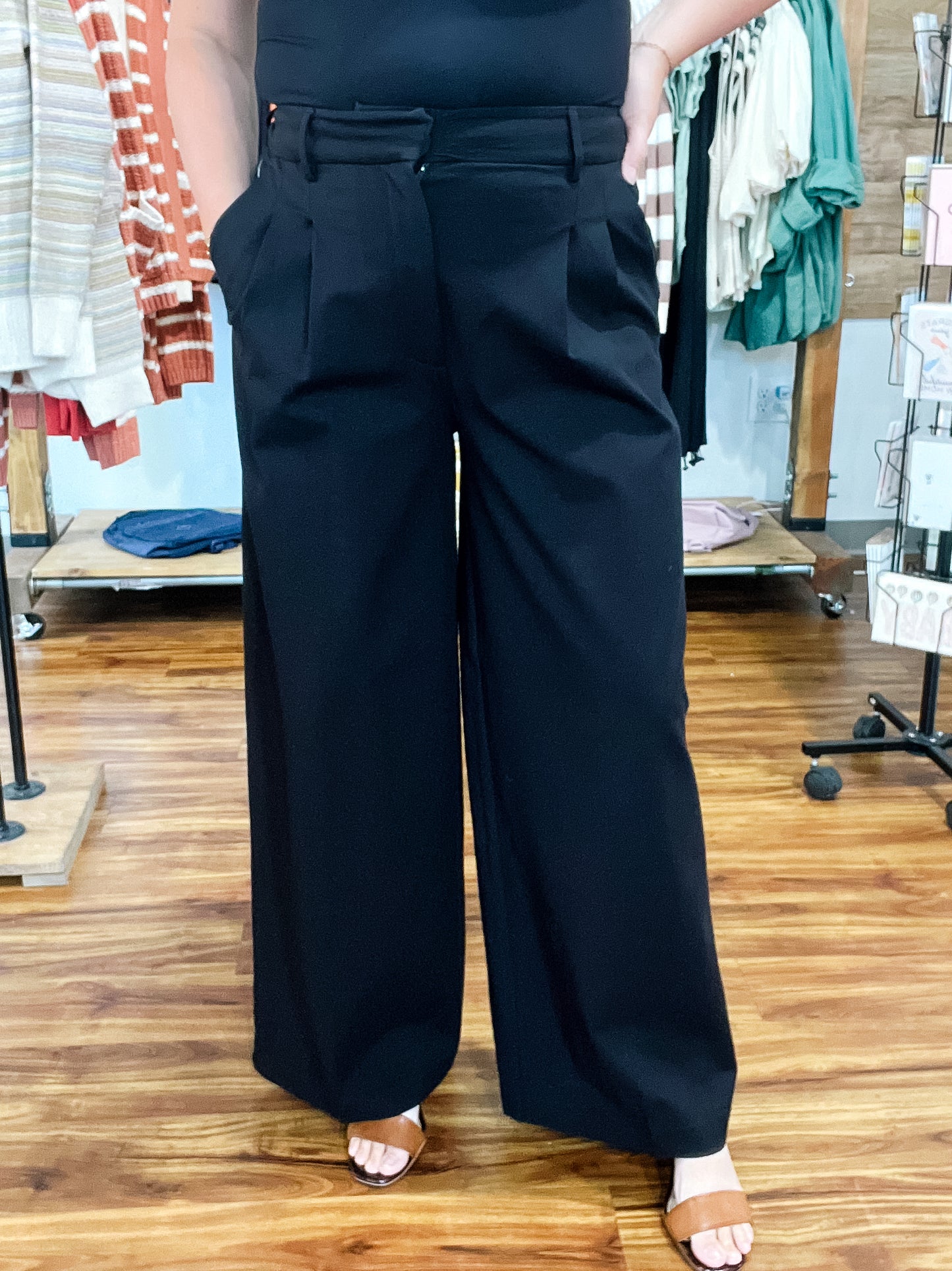 Brooke Black Hi Rise Wide Leg Trouser