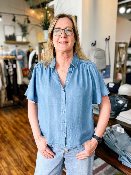 Denim Blue Short Sleeve Shirt