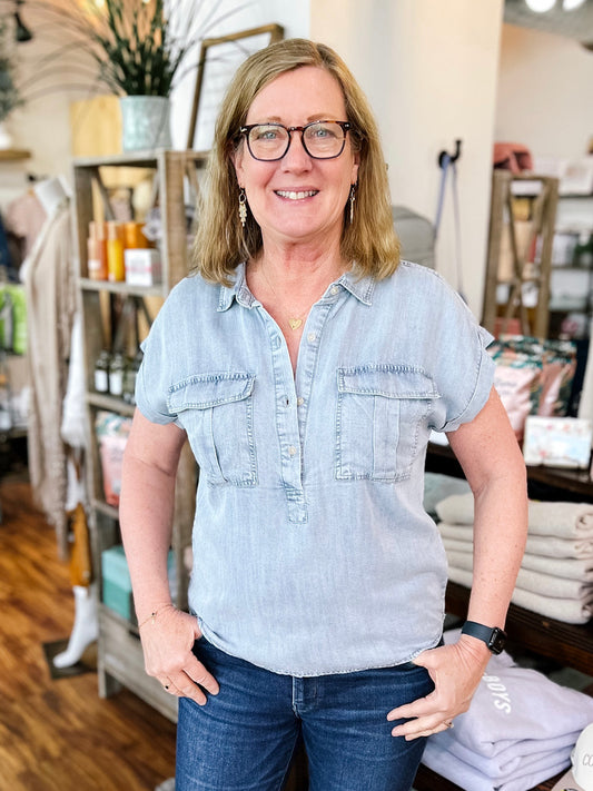 Denim Rolled Sleeve Shirt