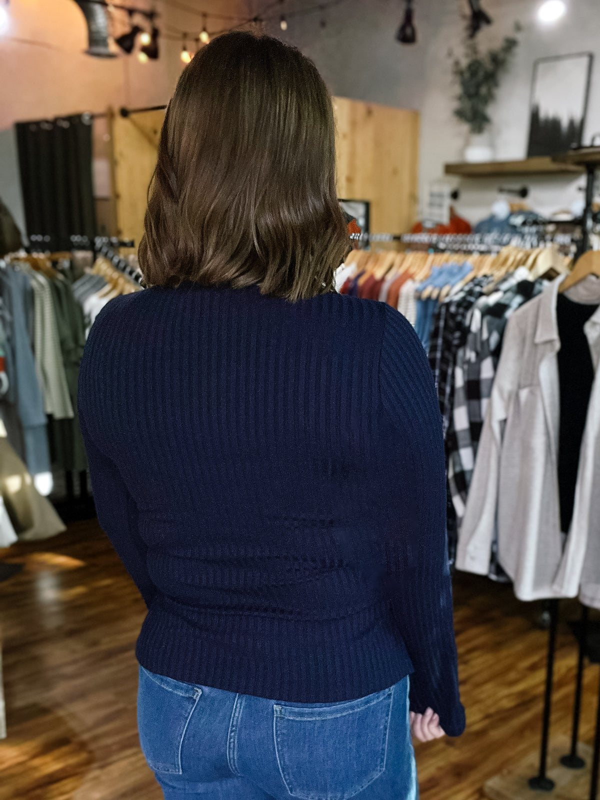 Navy Blue Large Ribbed Top
