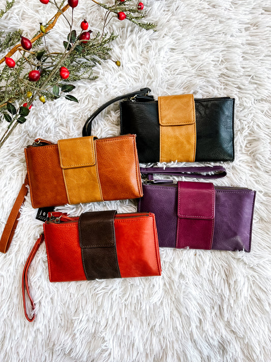 Color Block Wallet Crossbody Purse