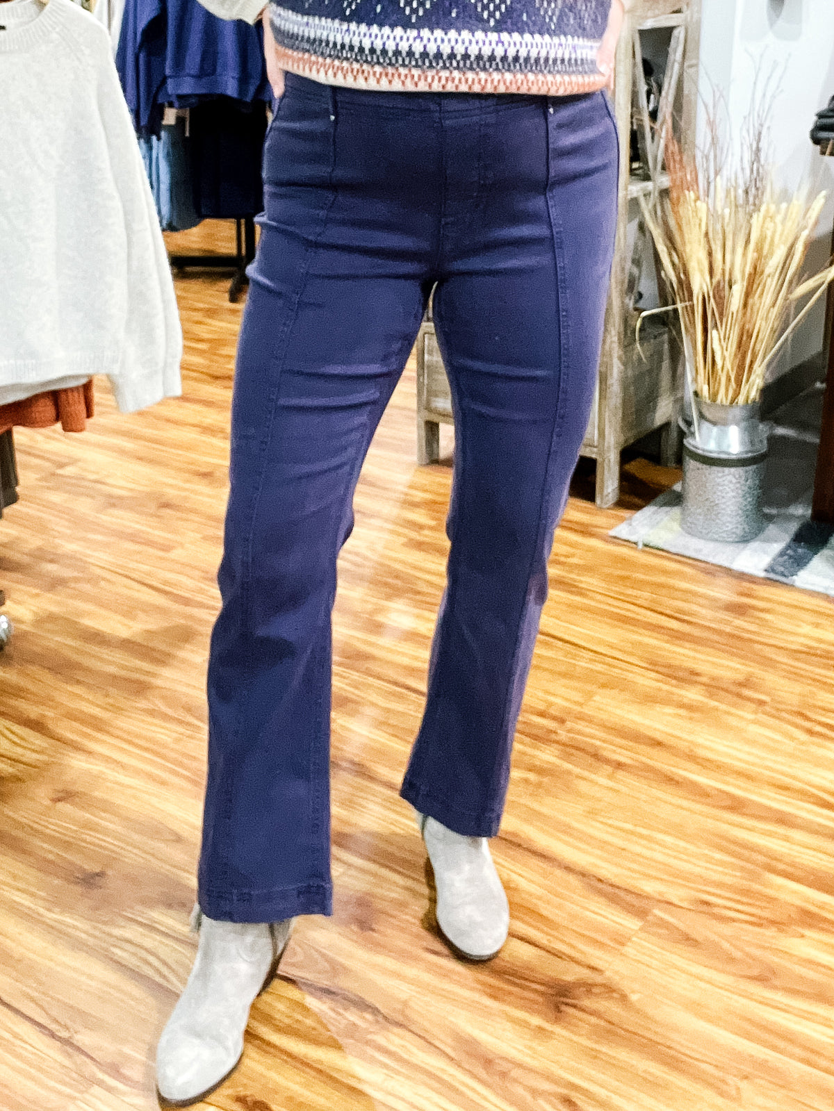 Sapphire Blue Pull On Pant w/ Front Seam