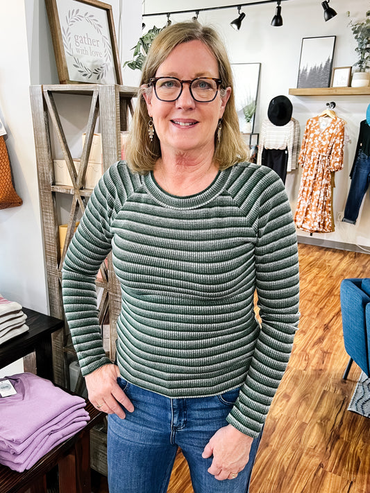 Green Multi Striped Sweater