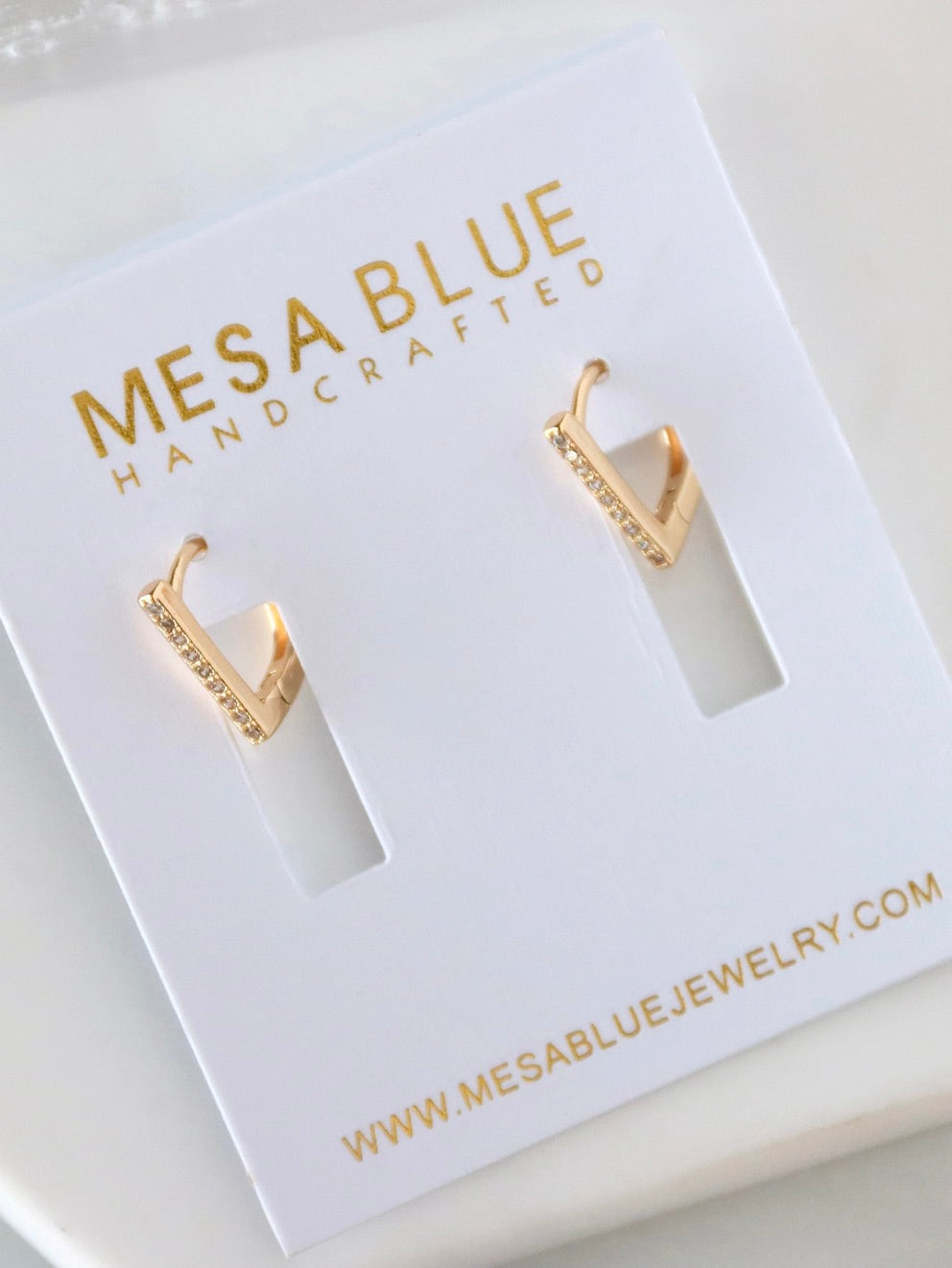 CZ Bar Huggie Earrings