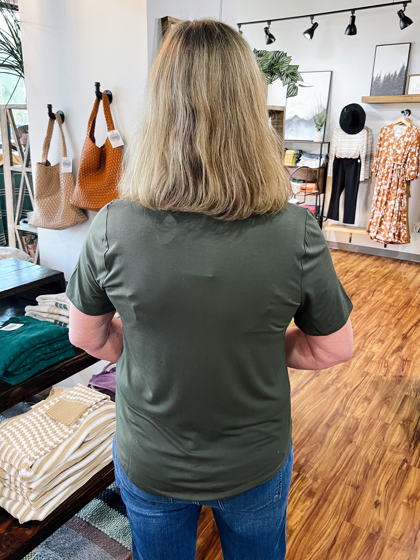 Pine Green Short Sleeve Top